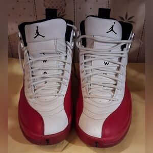 2023 Jordan Men's White and Cherry Red High-Top Sneakers size 8.5